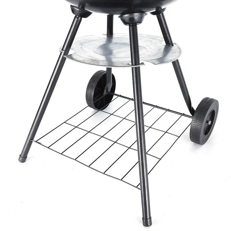 Compact portable iron barbecue oven with a 14-inch apple stove grill design.