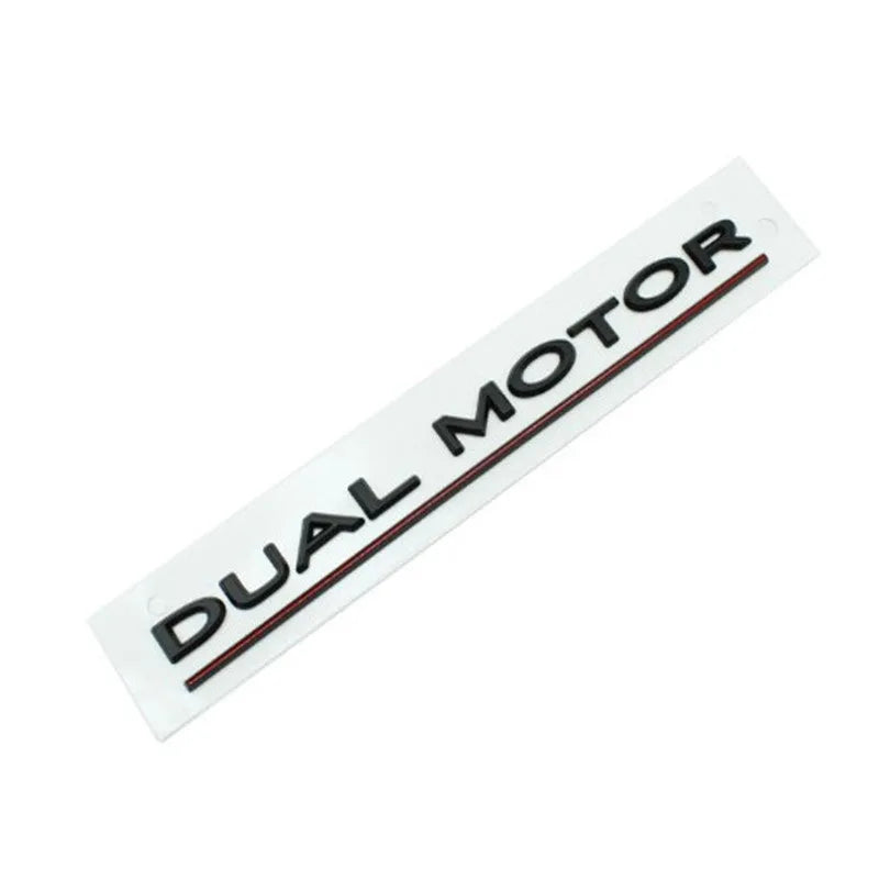 Tesla Model 3 double motor performance bumper sticker in ABS plastic, showing colour options.