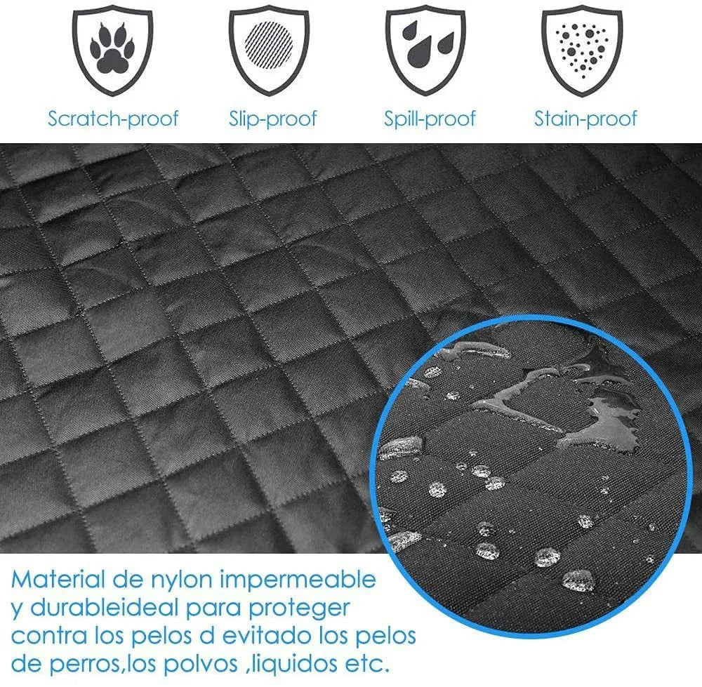 600D oxford cloth waterproof dog car boot mat with anti-skid net and belt buckles in black
