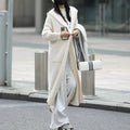 Long grey knitted cardigan coat with hood and trench coat design