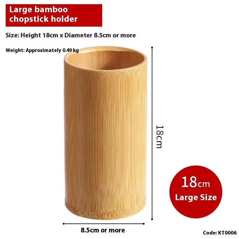 Bamboo chopstick holder in natural wood finish with creative design for kitchen utensil storage