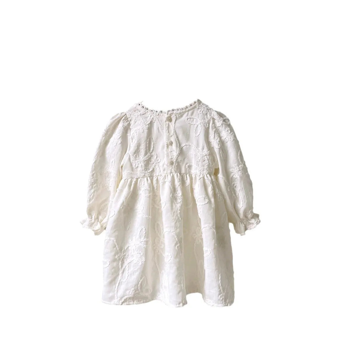 Girl infant stereo lace princess dress in beige, full-length view, suitable for heights up to 100cm