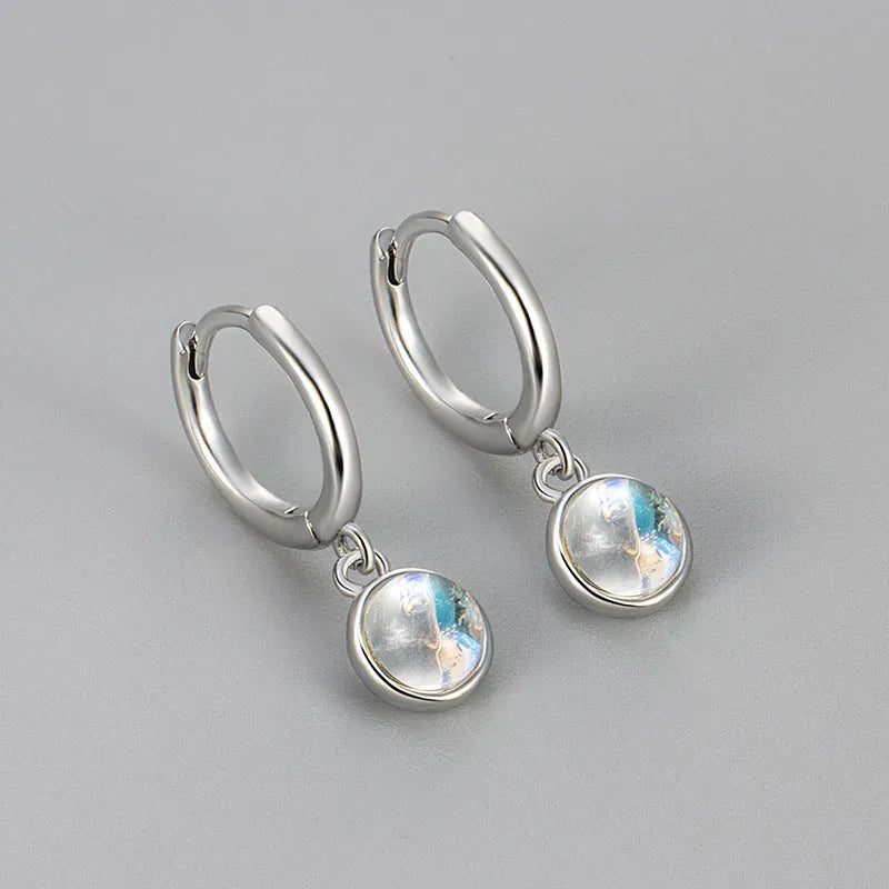 Copper earrings with electroplated gold finish and moonstone colour option for women