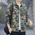 Men's retro loose camouflage jacket, long sleeve cardigan, cotton blend, Green colour