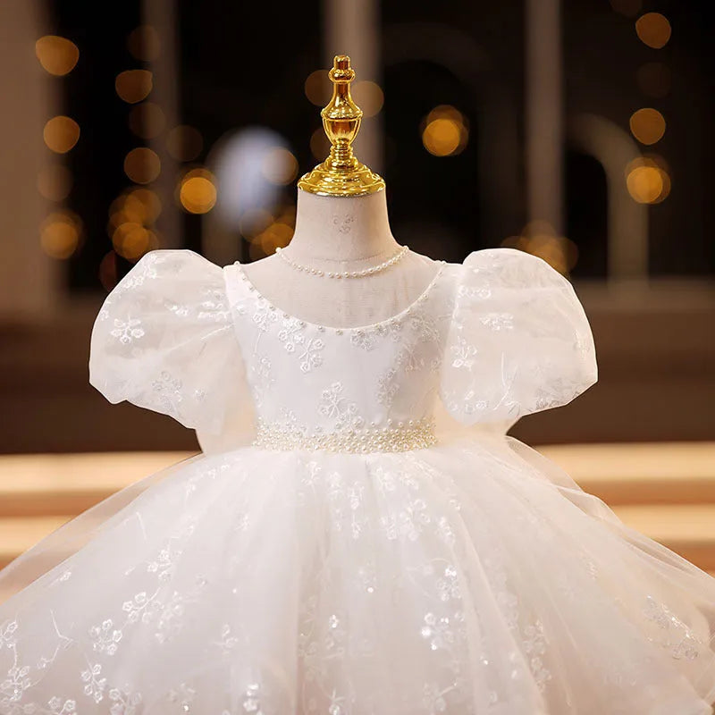 White girls' polyester dress for birthday dinner, available in heights 80cm to 150cm