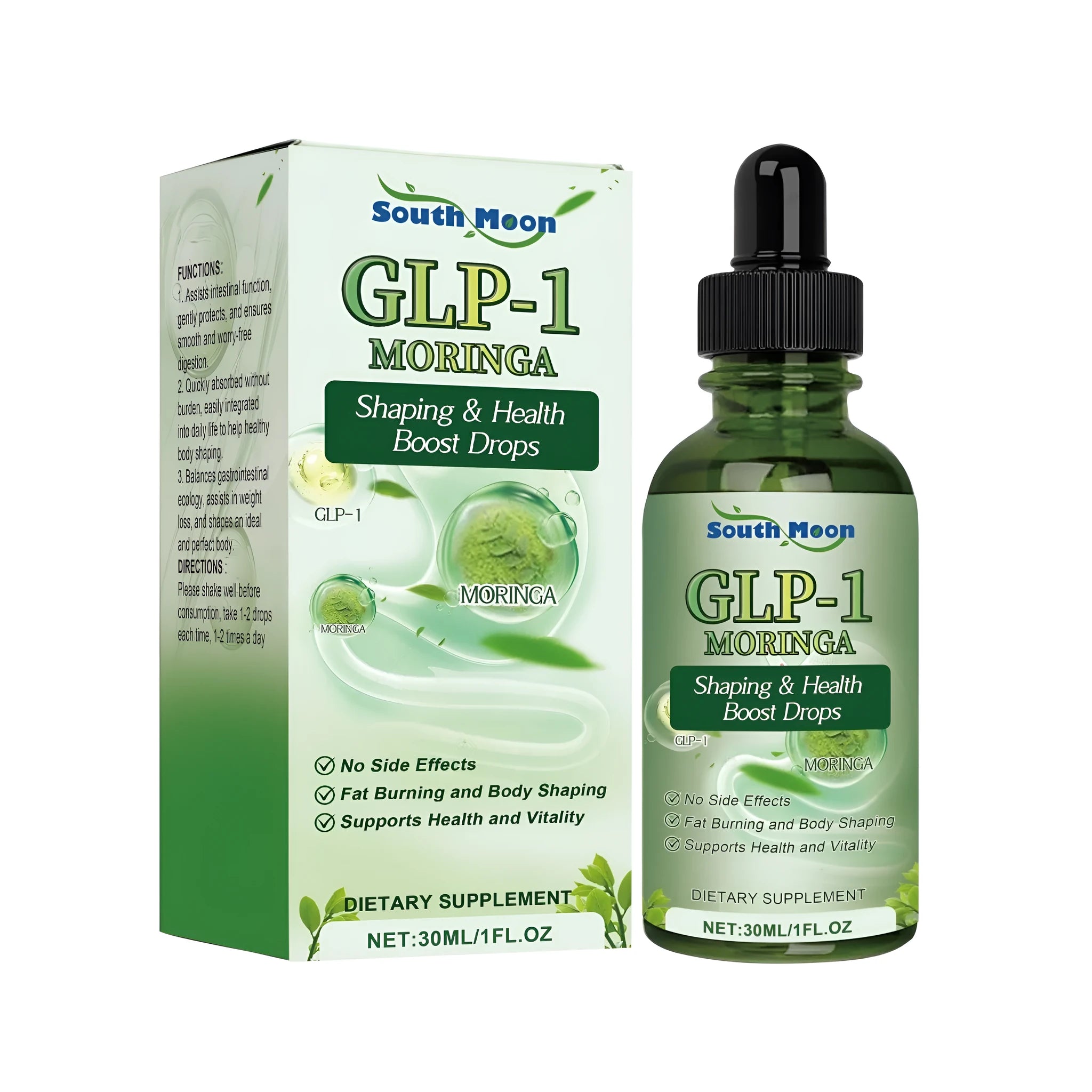 30ml bottle of digestive and body shaping liquid drops supplement