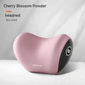 Black memory foam car headrest pillow and matching lumbar support pillow on a car seat.