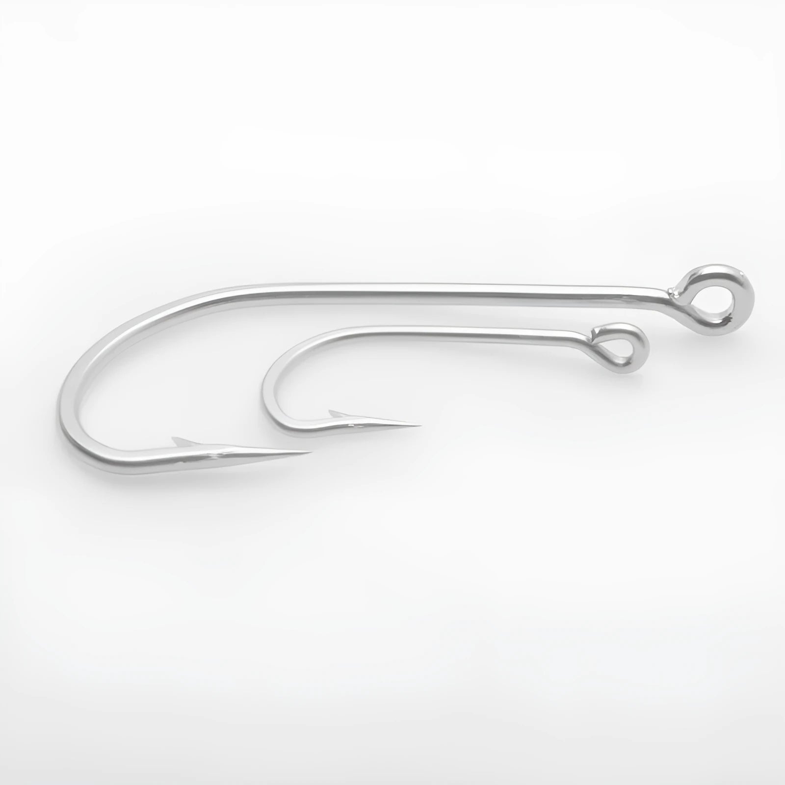 Pack of stainless steel sea fishing hooks in multiple sizes for ocean boat fishing.