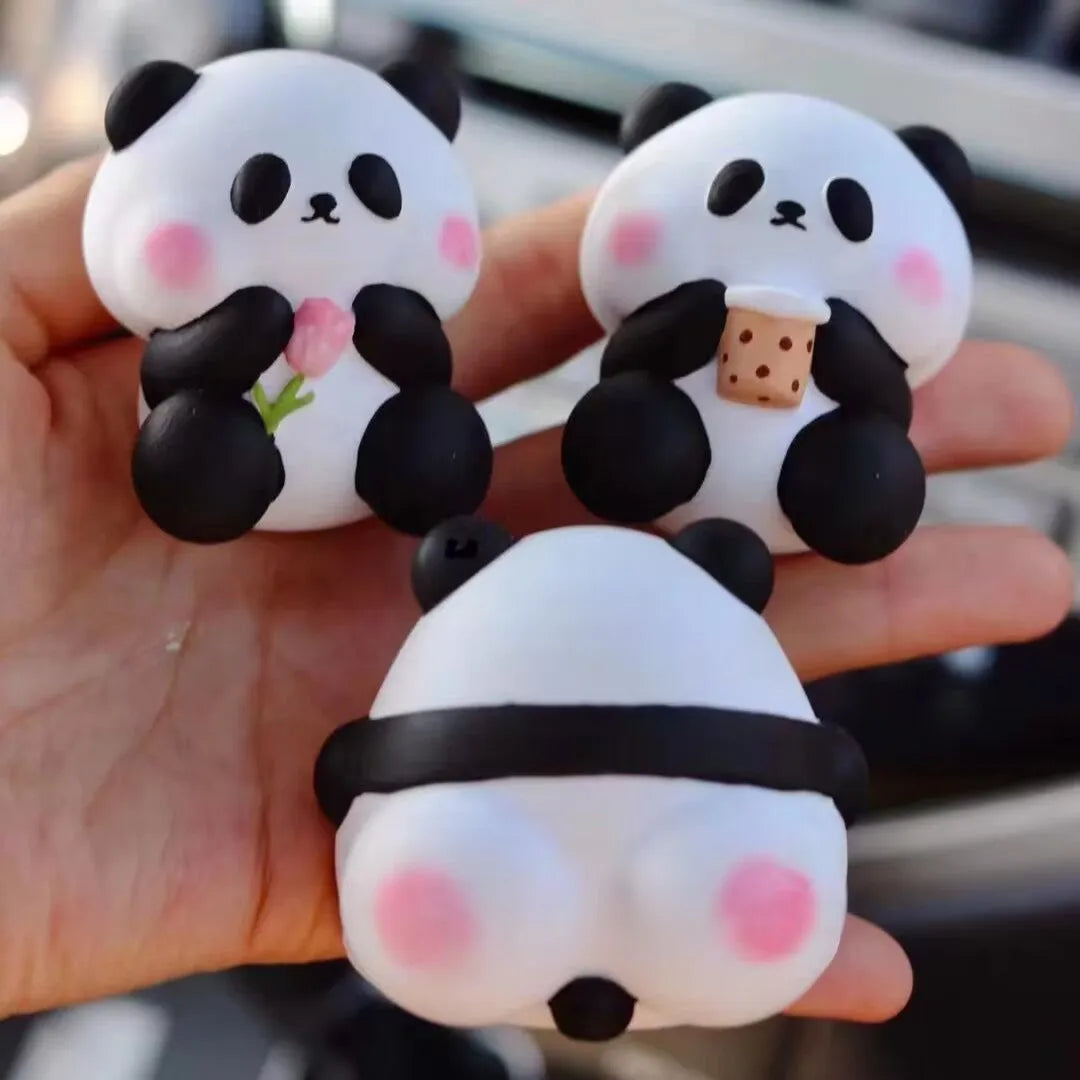Panda car vent perfume diffuser decoration with clip attachment in three design variations