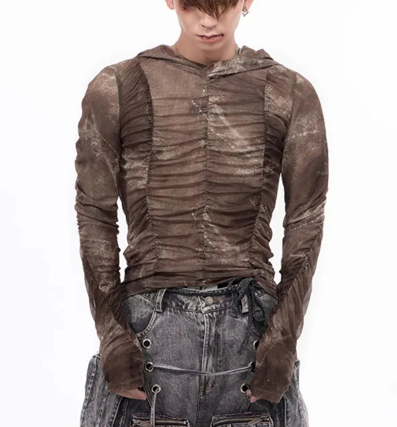 Boys' lightweight pleated shirt in ice silk polyester fabric, picture colour option, Asian sizing