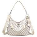 Retro simple printed shoulder messenger bag in milky white colour with double connector strap