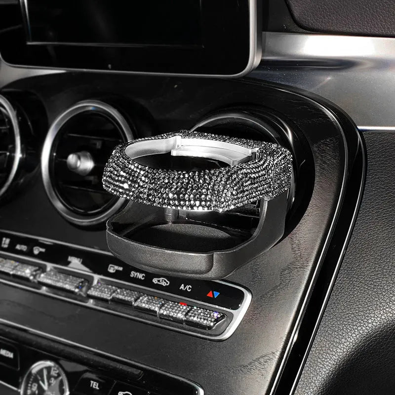 White diamond rhinestone car air vent cup holder and ashtray bracket made of ABS plastic