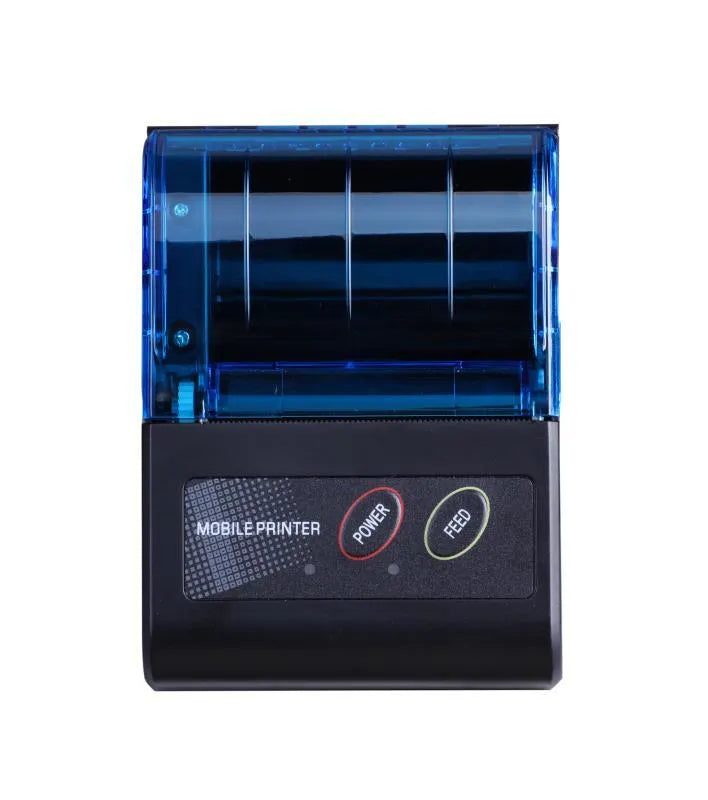 Blue plastic portable Bluetooth thermal printer for convenience store receipt printing