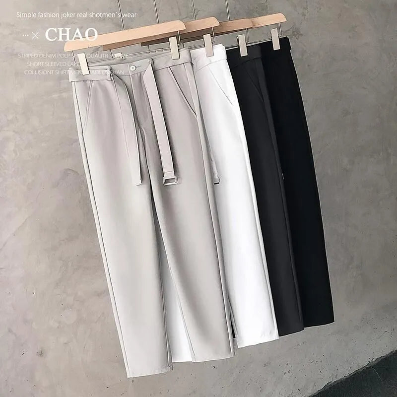 Boys slim straight wool blend trousers in neutral colours with tapered leg design