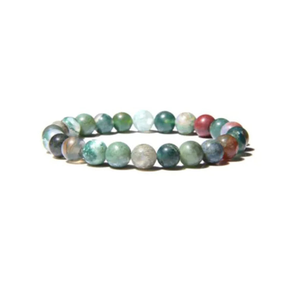 8mm natural stone bead bracelet with geometric shaped agate beads in multiple colour options