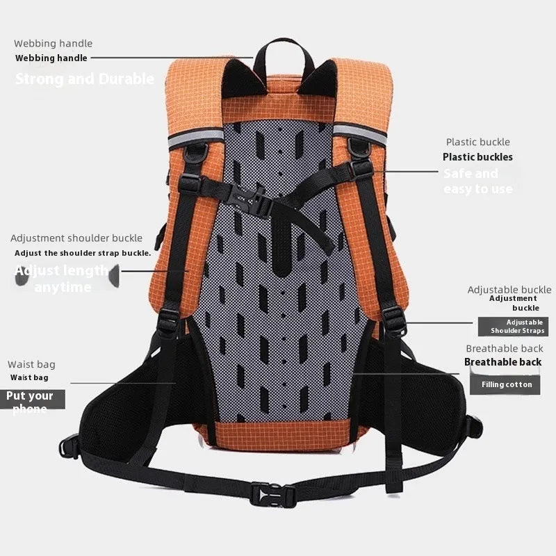 Large capacity nylon travel backpack in plaid pattern for outdoor sports