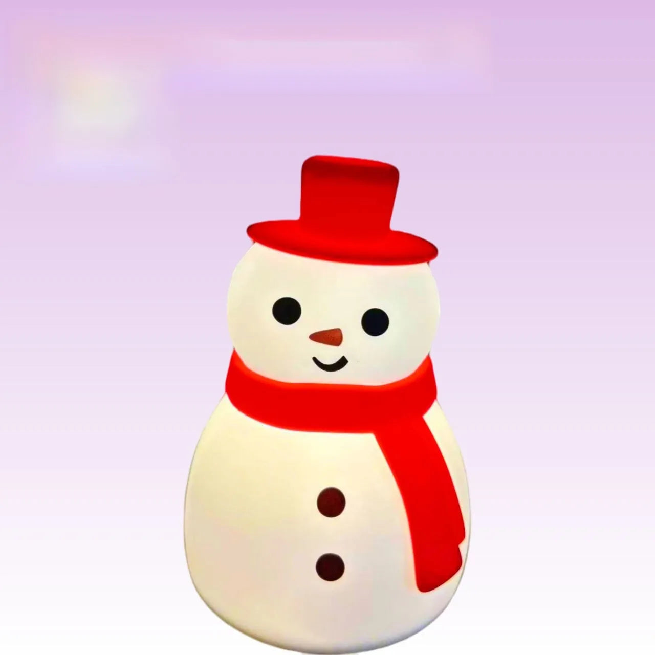 Christmas snowman silicone racket night lamp with built-in battery, warm light setting, 84x120mm