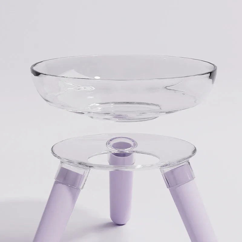 Transparent anti-knock triangle pet feeding bowl 18.2cm diameter PC material for cats and dogs