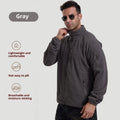 Men's polar fleece shell cycling jacket in army green, front view, solid colour design