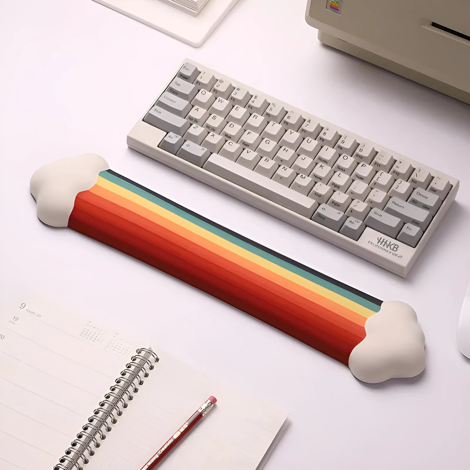 Silicone mouse pad and keyboard wrist rest set with pastoral cloud design in choice of colours