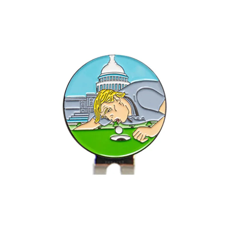 Zinc alloy golf hat clip with engraved personalised metal patterns including Dragon Year motif