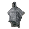 Army Green wearable sleeping bag cloak laid flat showing 200x140cm dimensions and convertible design