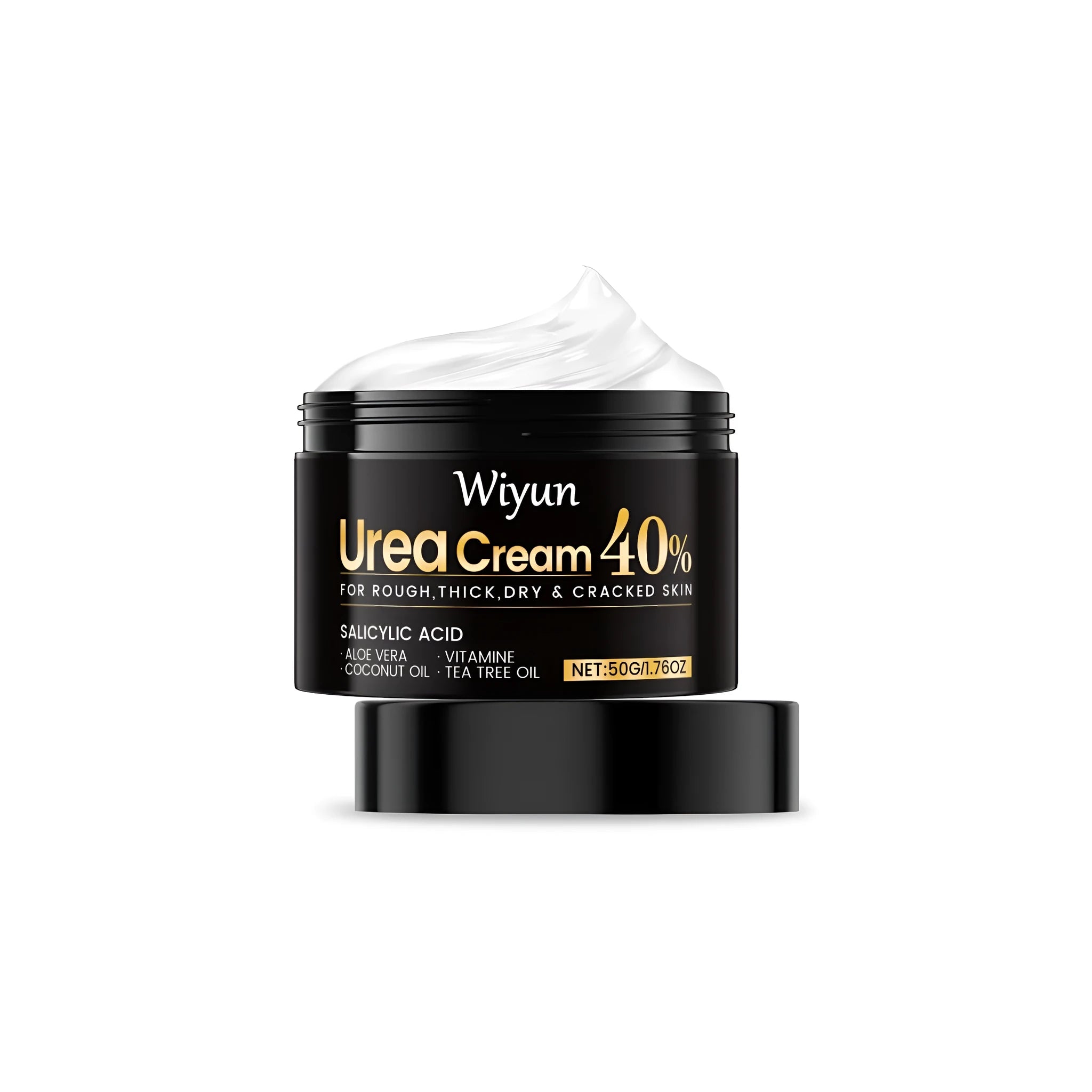 50g tub of urea hand and foot care cream with salicylic acid and coconut oil.