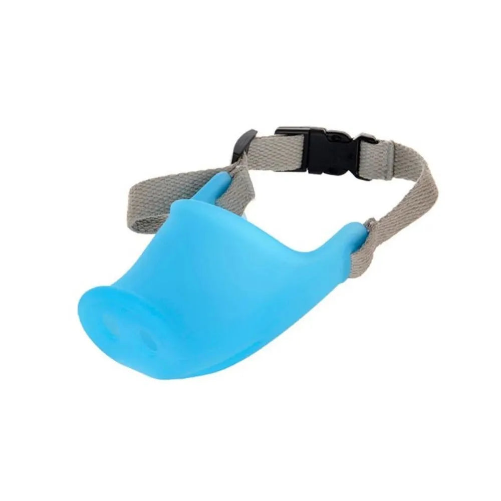 Blue and green silicone anti-bite mouth covers for dogs and pet pigs in two sizes