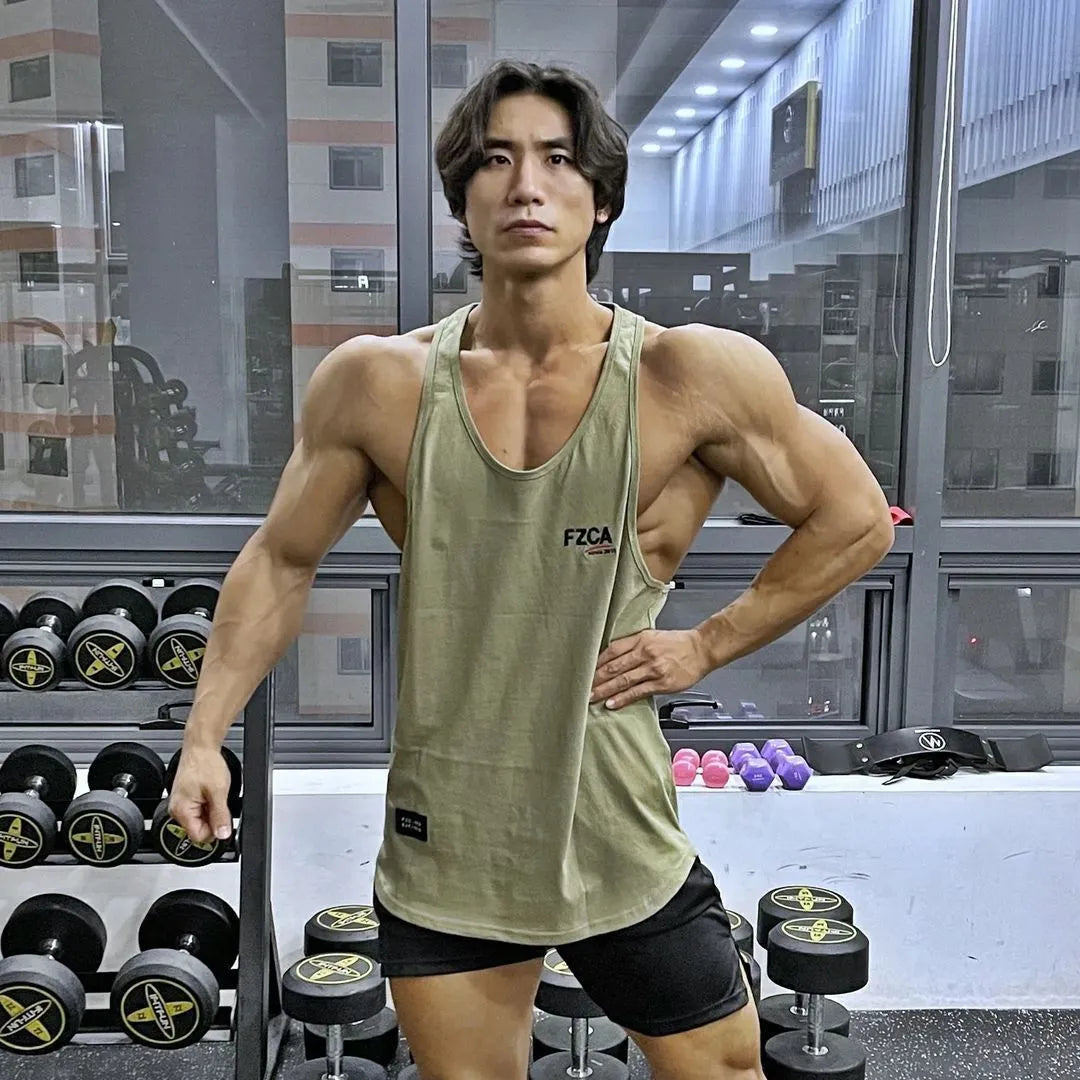 Men's cotton fitness vest in multiple colours for summer running and gym training.