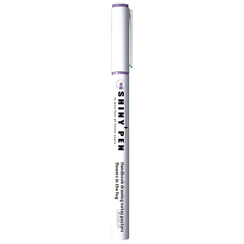 Set of four glitter highlighter pens with slanted tips in pastel colours including taro puff and peach blossom puff.