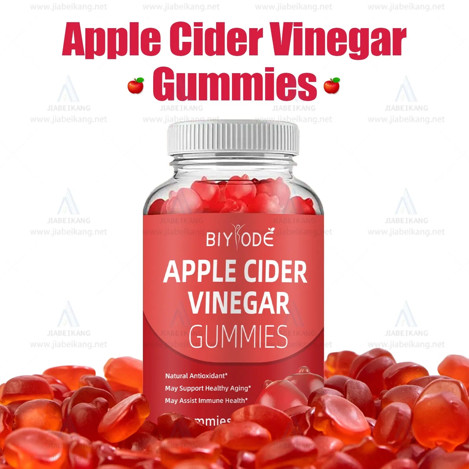 Biyode wholesale ACV gummies apple cider vinegar supplement bottle 60 gummies vegan organic