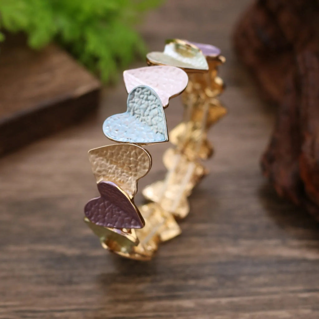 Heart-shaped alloy elastic bracelet ladies Valentine's Day gift four colours