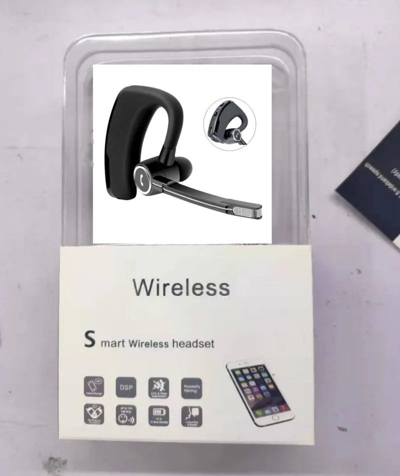 Black over-ear car Bluetooth headset with power display and multi-point connection, V8 bare metal style variant