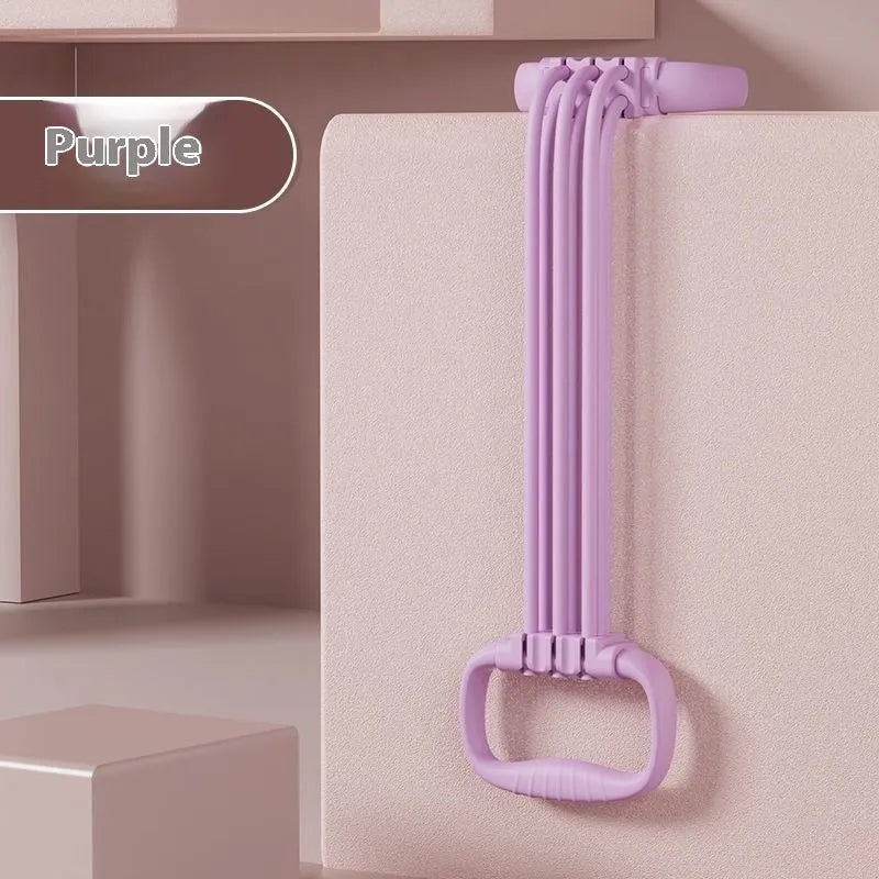 Women's adjustable chest expander with TPE rope in blue, pink, or purple colour options