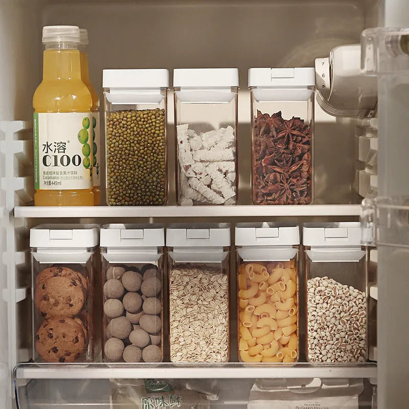 White transparent plastic grain storage container with 400ml capacity and Japanese design.