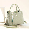 Women's soft PU messenger bag in horizontal square shape with sewing thread detailing