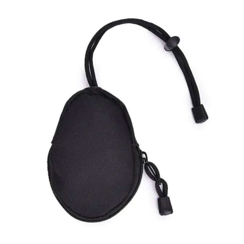 Outdoor multifunctional key bag made from Oxford cloth with telescopic rope, shown in black colour.
