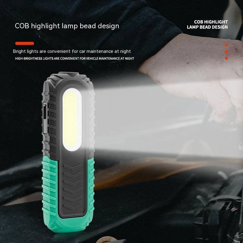 Black and green USB rechargeable automotive inspection lamp with 6500K bright light for vehicle maintenance
