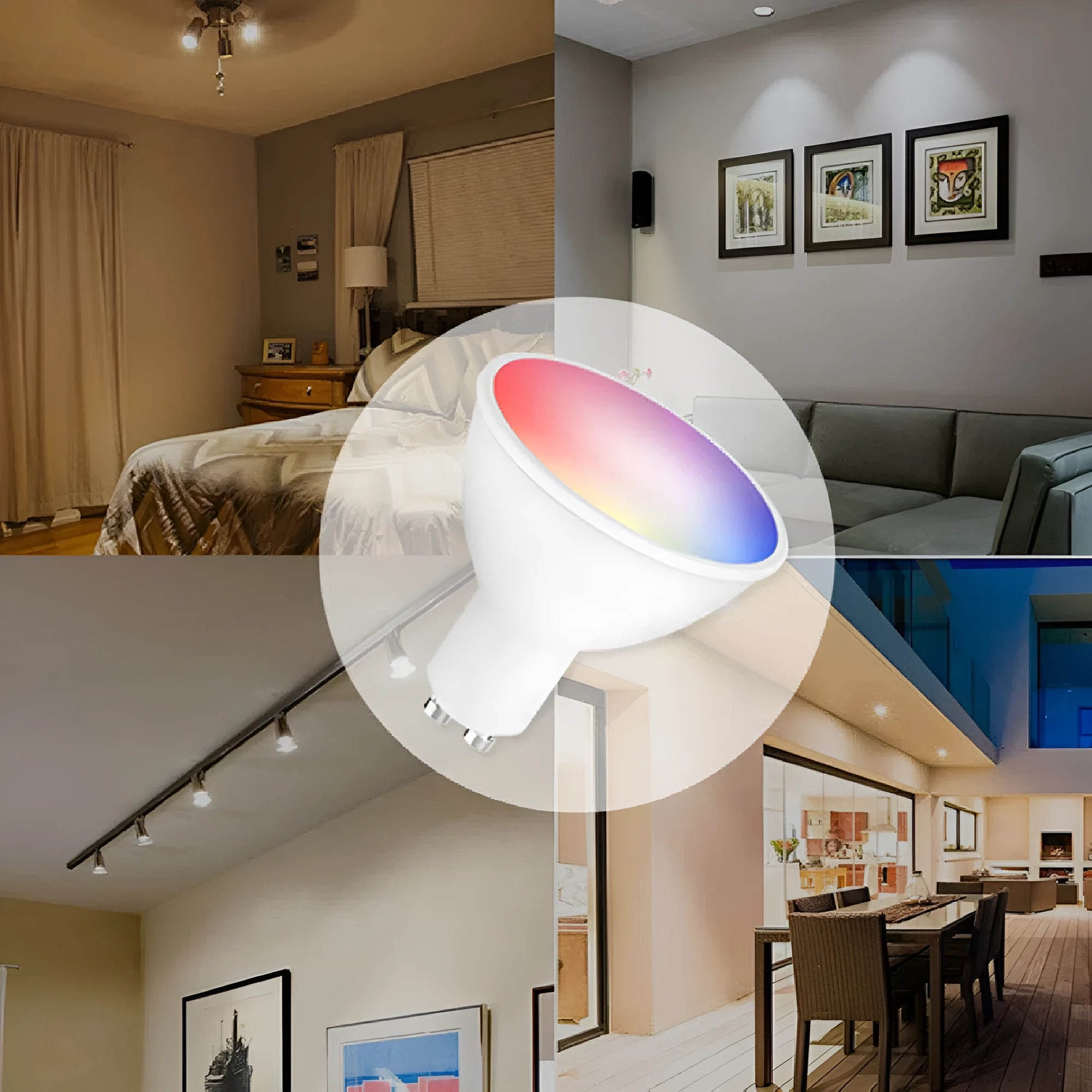 GU10 smart WiFi spotlight bulb with RGBCCT colours and adjustable temperature control