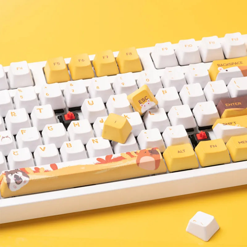 Black Jue Hairy wired mechanical keyboard with Cherry MX switches and PBT keycaps on desk