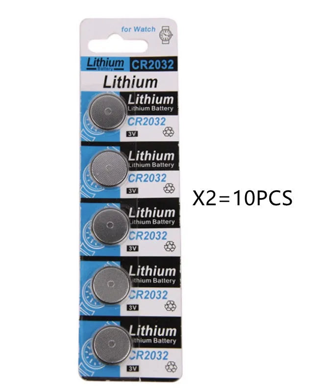 CR2032 3 volt lithium button battery cell with steel casing, 20mm diameter.