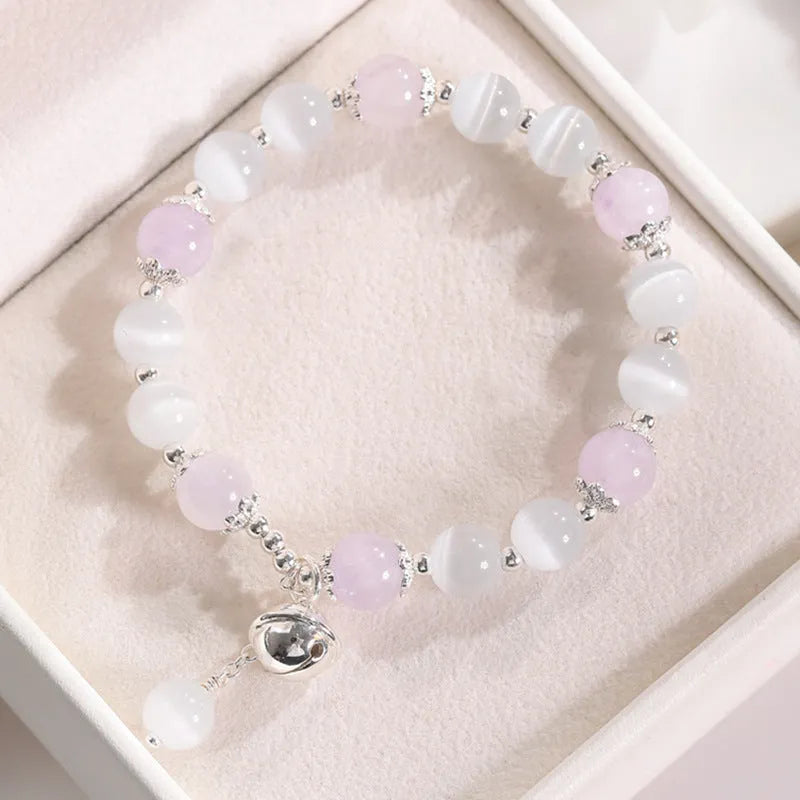 Electroplated cat's eye bracelet with diamond-shaped opal stones in multiple colour options