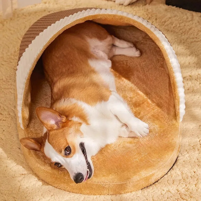 Blue dog nest sleeping bag with removable inner cushion for small to medium breeds
