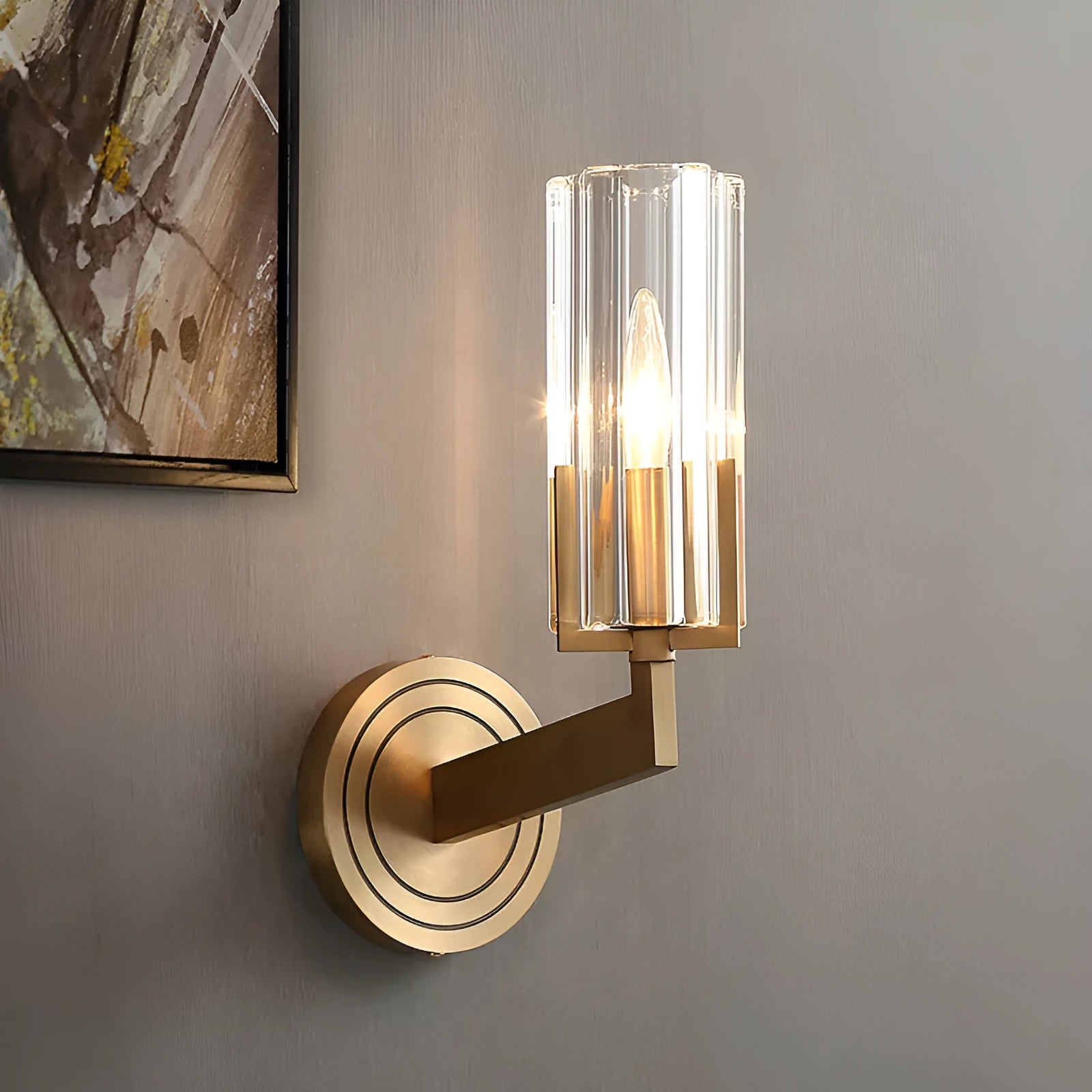 Copper wall lamp with modern minimalist design for bedroom bedside lighting