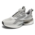 Korean style men's running shoes with rotating buckle in beige colour showing mesh upper details