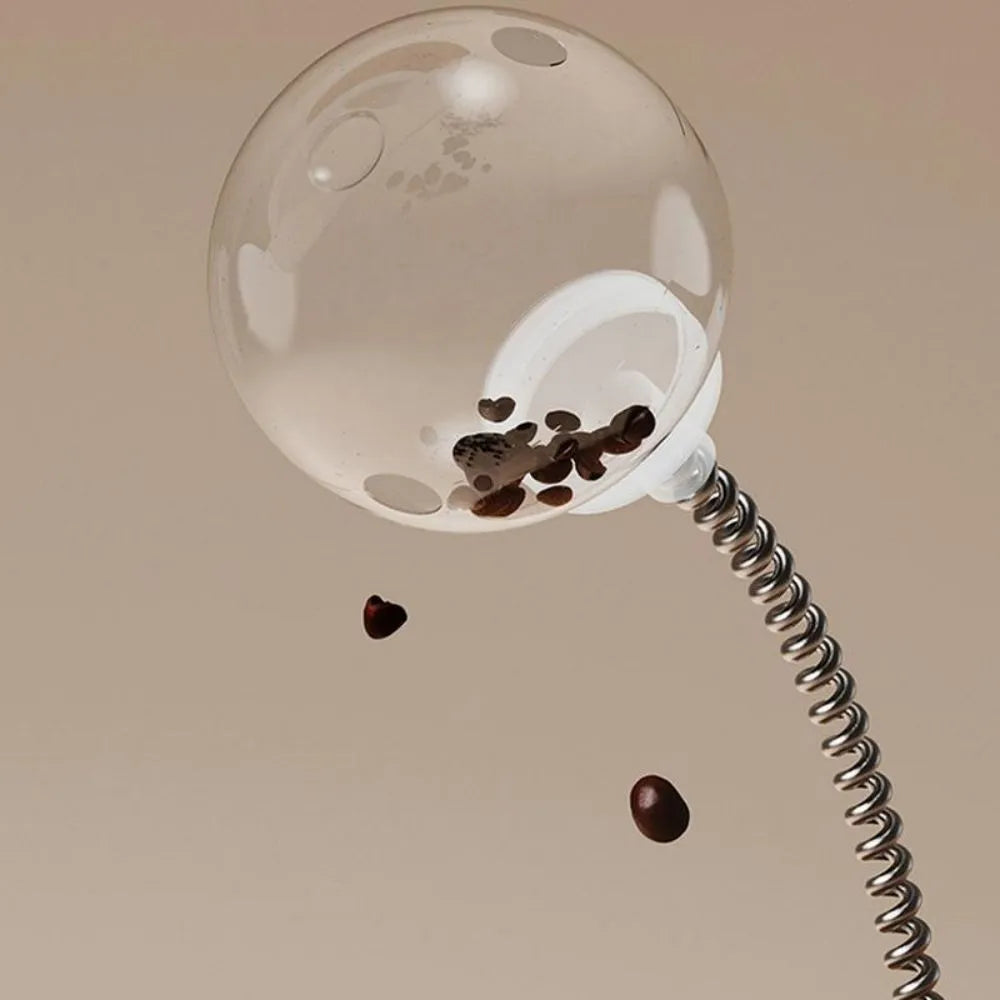 Interactive cat feeder toy with rope, PP plastic and metal components for slow feeding