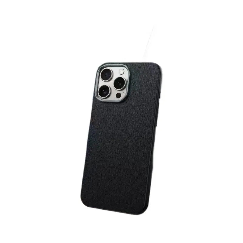 TPU phone case with leather pattern and frosted blade finish for Apple iPhone in black