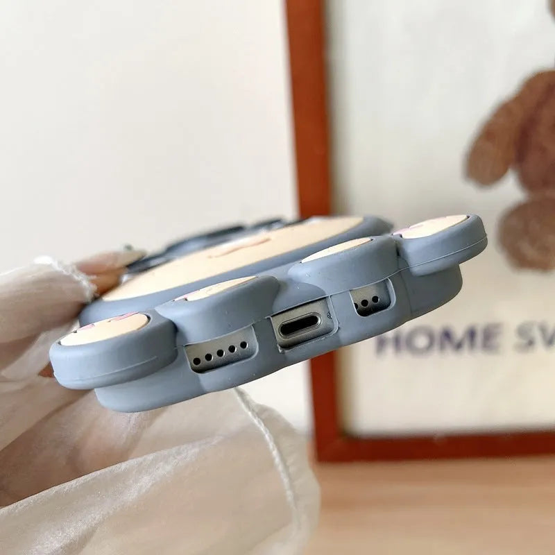 Gray silicone phone case with 3D cartoon little donkey design for Apple iPhone