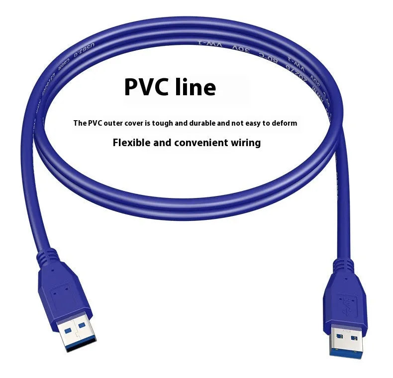 USB 3.0 data cable with nickel-plated connectors for connecting external hard drives, shown in multiple length options.