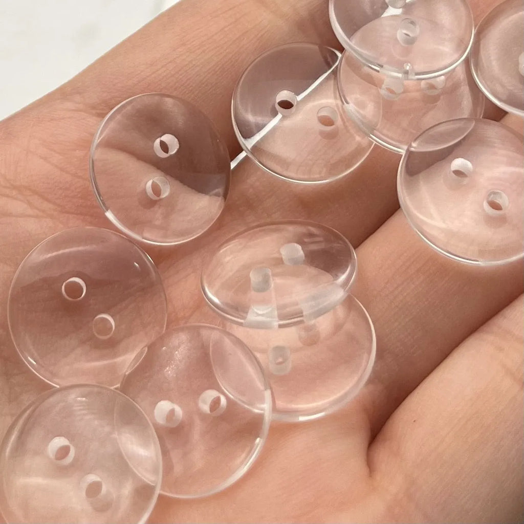 Transparent resin two eye button 10mm for sewing and craft projects